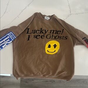 Girls YZY Inspired Brown Graphic Sweater